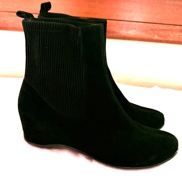 AQUATALIA MADE IN ITALY SUEDE BLACK SOCK ANKLE BOOTS SIZE: 9.5 - Picture 1 of 8